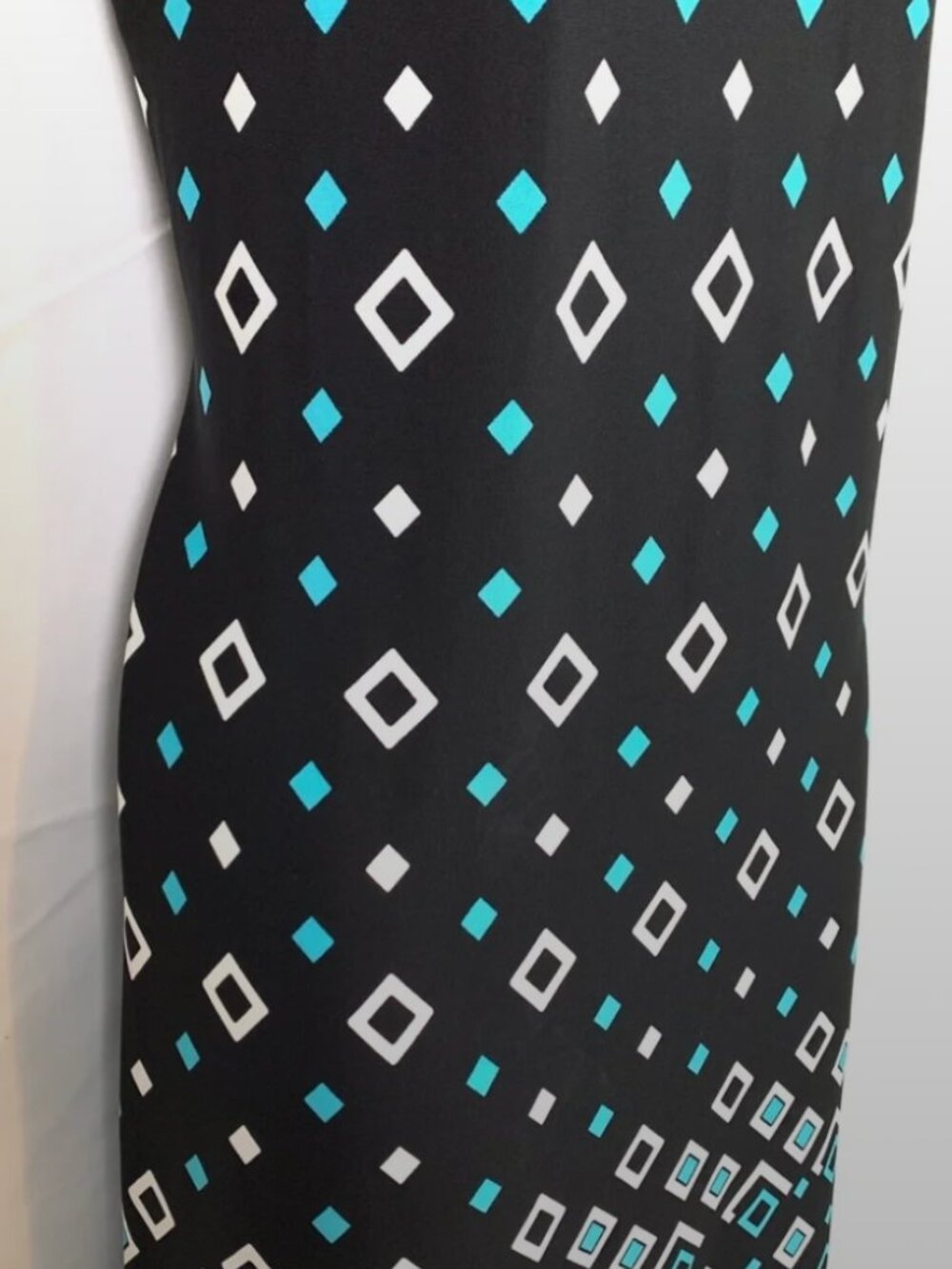 LIZ CLAIBORNE Black Teal Stretch Knit Dress size M - Picture 3 of 6